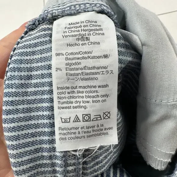 Madewell Jeans Womens 27 Blue White Piper Striped 9" Mid Rise Skinny Railroad - Picture 6 of 12